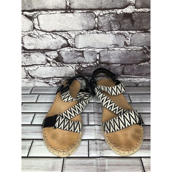 Frye & Co Kole White Black Asymmetrical Espadrilles Sandals Women Sz 8.5M US/39 - Picture 3 of 16